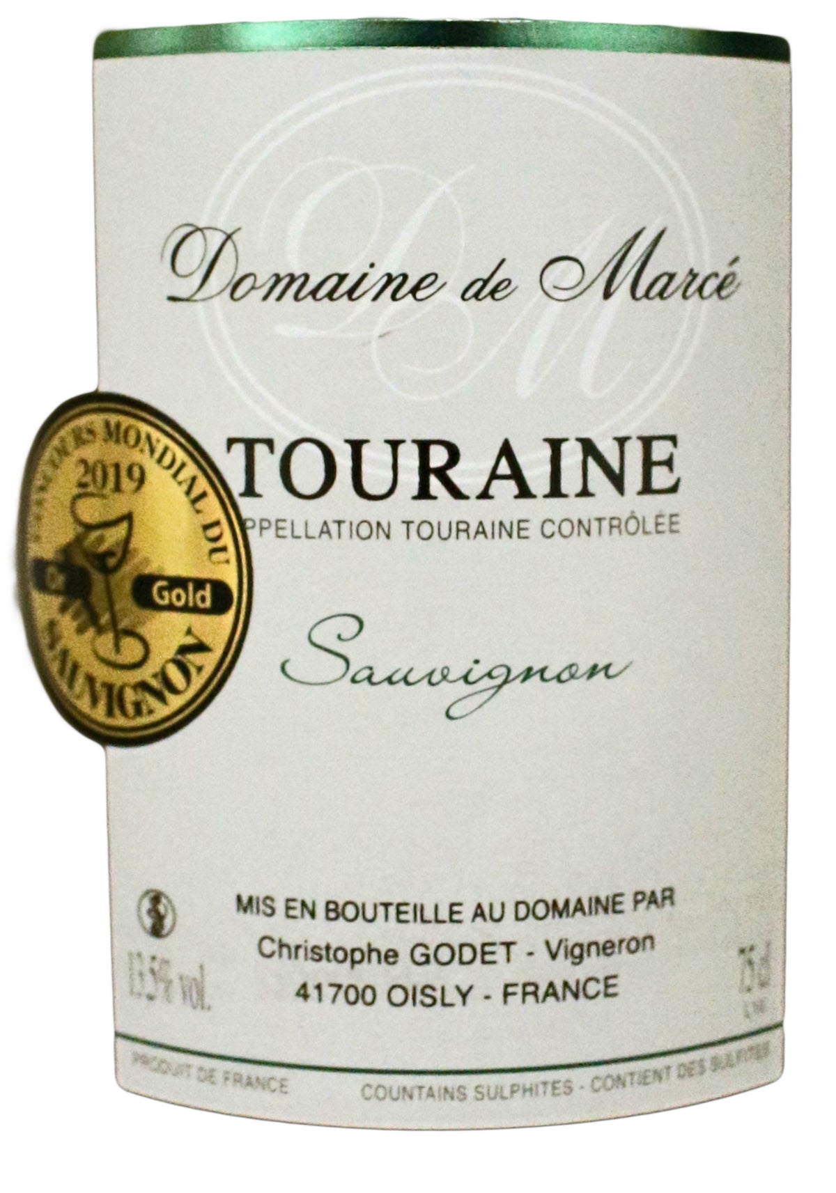 Bottle of Domaine de Marcé Sauvignon de Touraine 2024 white wine from the Loire Valley, France – crisp, dry, and fruity - Boursot Wines