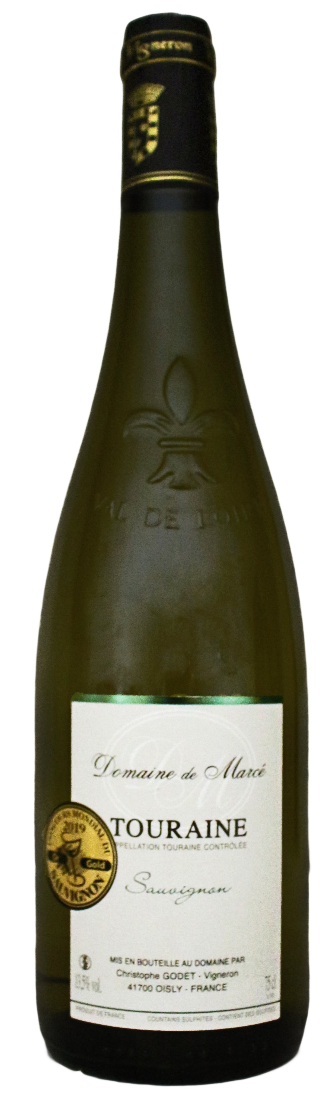 Bottle of Domaine de Marcé Sauvignon de Touraine 2024 white wine from the Loire Valley, France – crisp, dry, and fruity - Boursot Wines