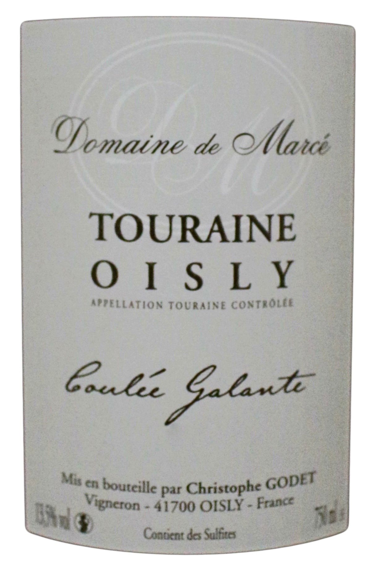 2024 Domaine Marcé Coulée Galante Sauvignon Blanc bottle – Touraine Oisly AOC, Loire Valley, France – dry white wine with crisp, fruity character