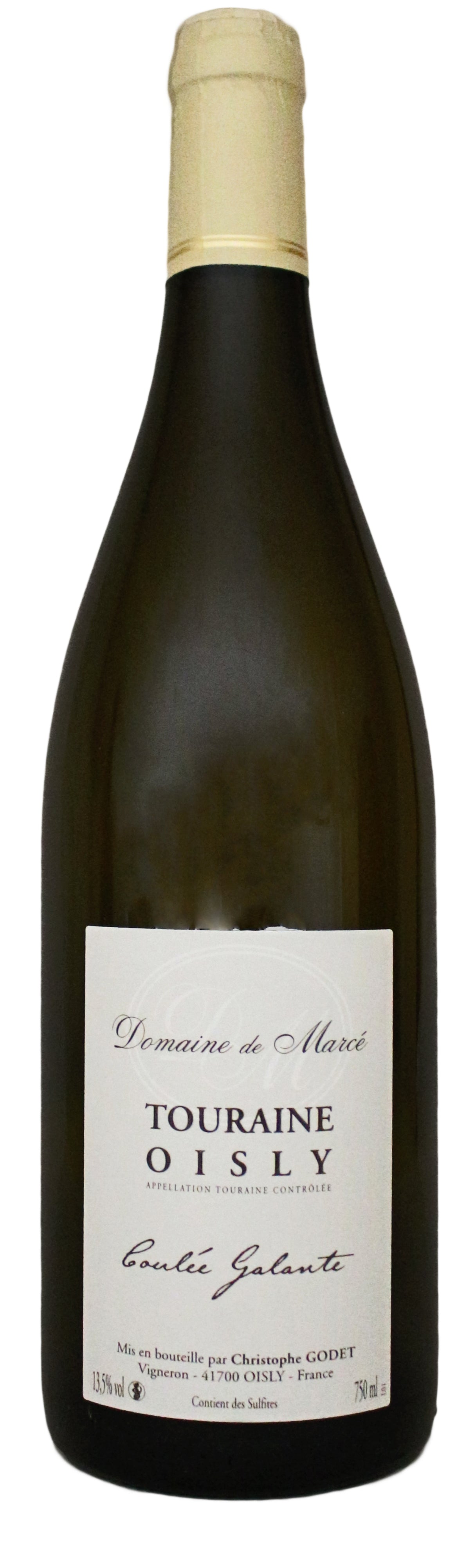2024 Domaine Marcé Coulée Galante Sauvignon Blanc bottle – Touraine Oisly AOC, Loire Valley, France – dry white wine with crisp, fruity character